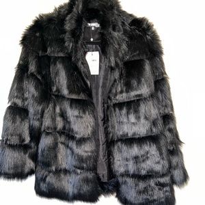 Misguided black faux fur coat